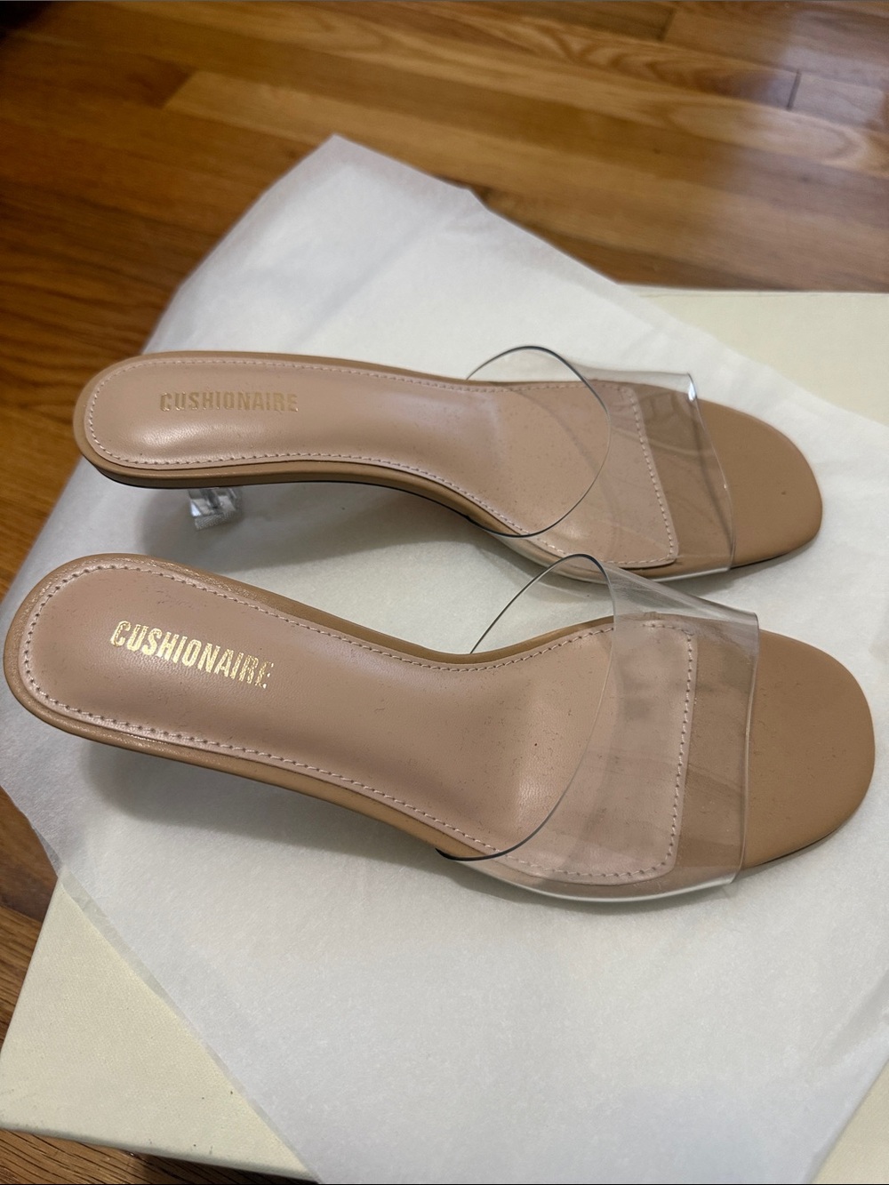 Cushionaire Nude Clear Strap Mule Sandals